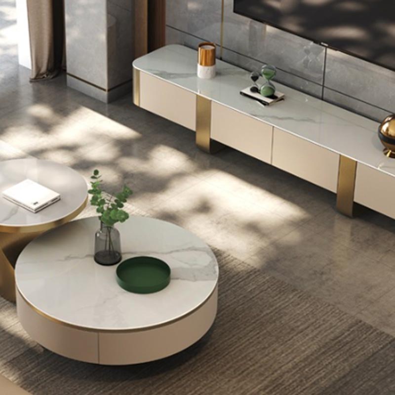 Modern Basket Style Sintered Stone TV Unit & Nesting Coffee Table