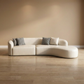 Off White Creamy Curved Leahter Lounge