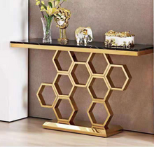 HoneyComb Style Console Table  Sintered Stone/ Marble Top