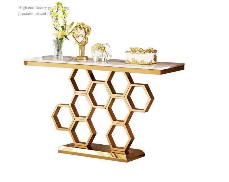 HoneyComb Style Console/ Hallway Table Sintered Stone/ Marble Top