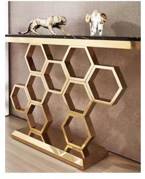 HoneyComb Style Console/ Hallway Table Sintered Stone/ Marble Top