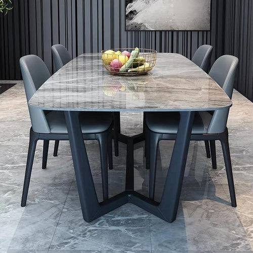 V Style Wood Frame Dining Table with Marble / Sintered Stone