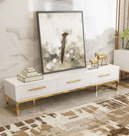 High Gloss Tempered Glass Top TV Unit / Coffee Table/ Buffet