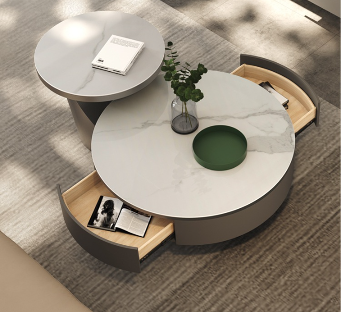 Modern Basket Style Sintered Stone TV Unit & Nesting Coffee Table