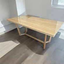 Nature Travertine Dining Table Glaze-Sealed Finish