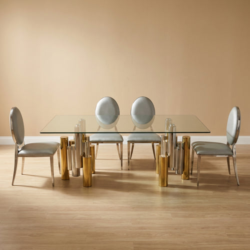Gold & Silver  Dining Table with Tampered Glass 1.8m x 90cm