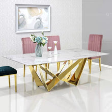 Butterfly Style Stand Dining Table with Shiny Sintered Stone / Marble