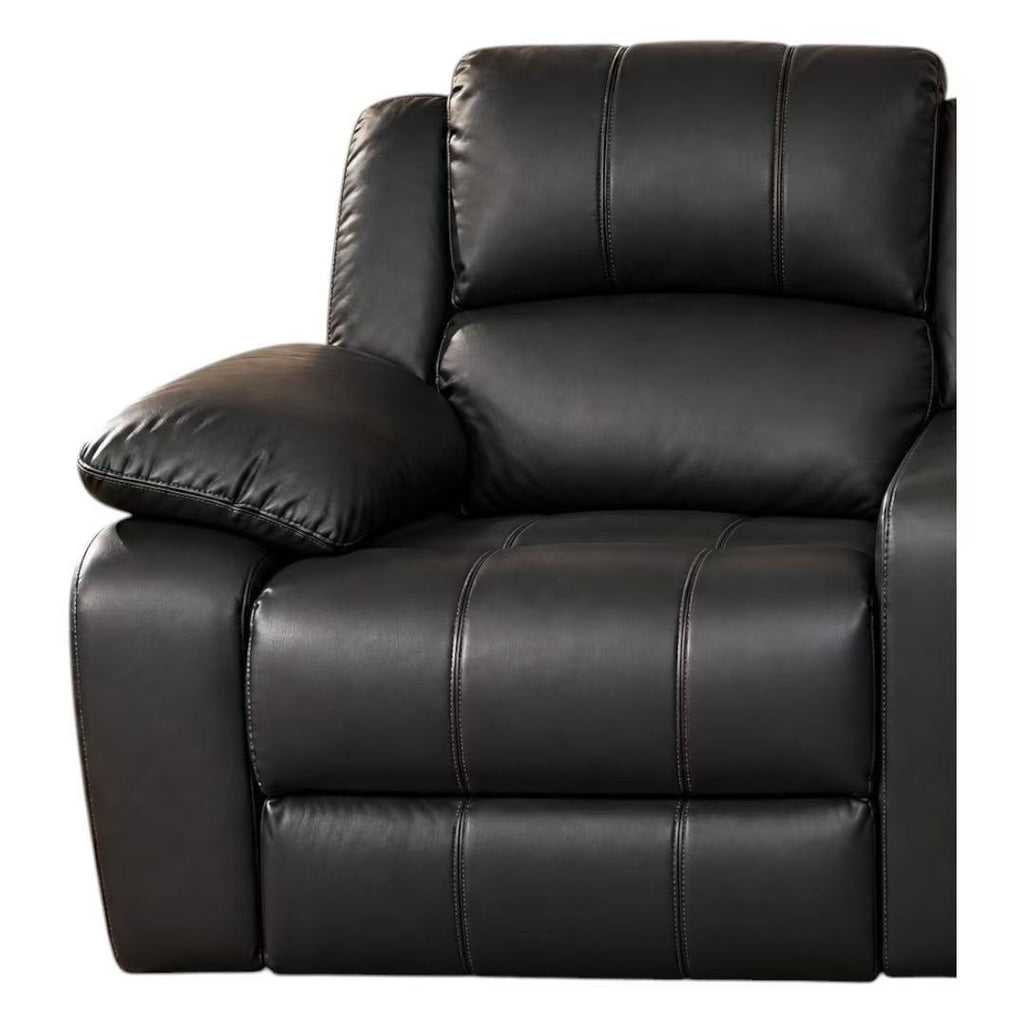 Home Theatre Leather Recliner Lounge, 3 Seater, Black Right Arm Seat with recliner Genuine leather