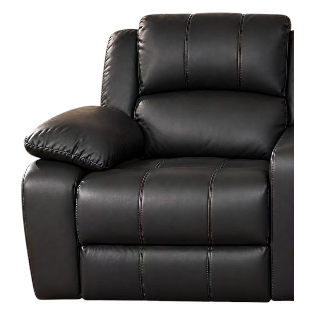 Home Theatre Leather Recliner Lounge, 3 Seater, Black Right Arm Seat with recliner Genuine leather