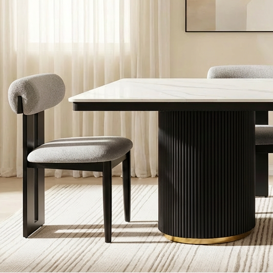 Golden Black Full Cylinder Dining Sintered Stone Dining Table, 2m, 2,2m & 2.4m