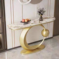Galaxy & Moon Style Console/ Hallway Table Shiny Sintered Stone Top Gold Base