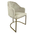 Beige Velvet Gold Stand Dining Chair - C205