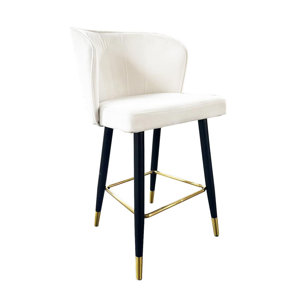 White Velvet Bar Stool with God Tips