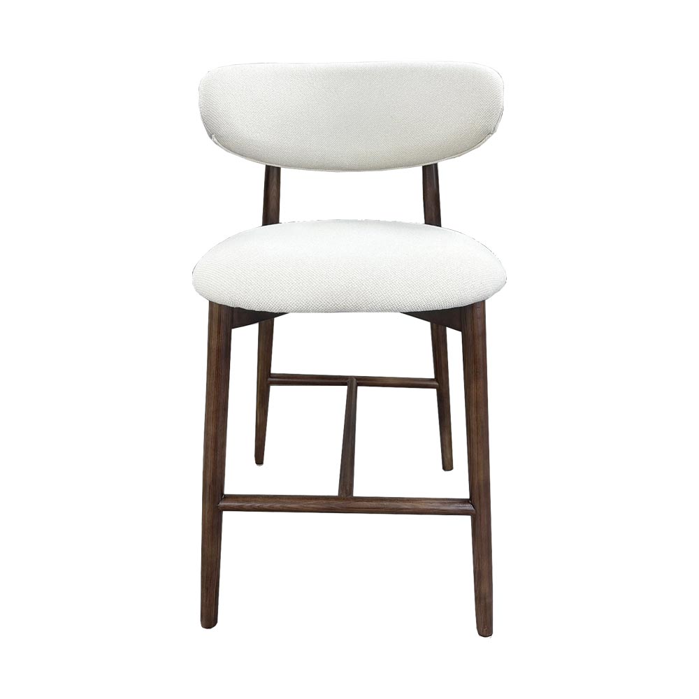 Creamy Fabric Soild Timber Ash wood Frame Bar Stool