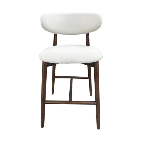 Creamy Fabric Walnut Timber Frame Bar Stool