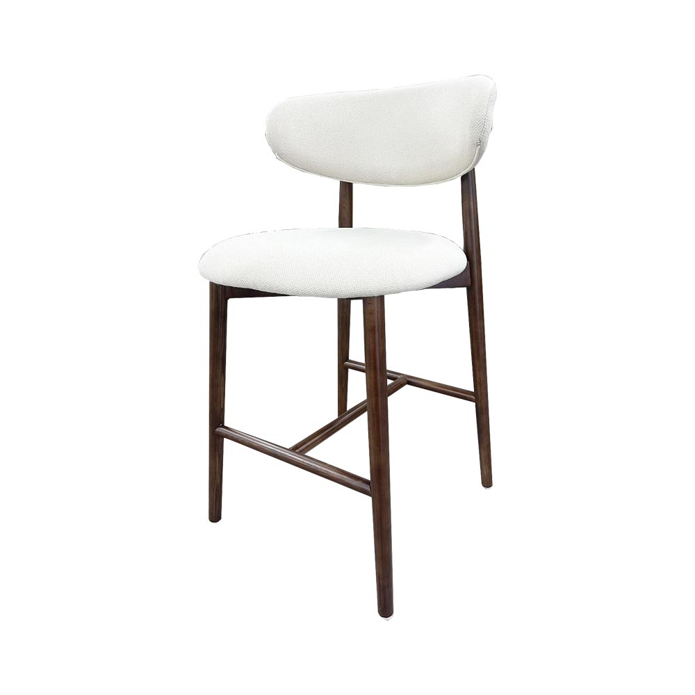 Creamy Fabric Soild Timber Ash wood Frame Bar Stool