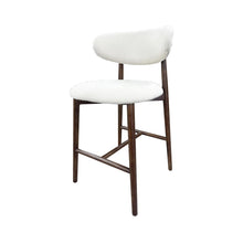 Creamy Fabric Walnut Timber Frame Bar Stool