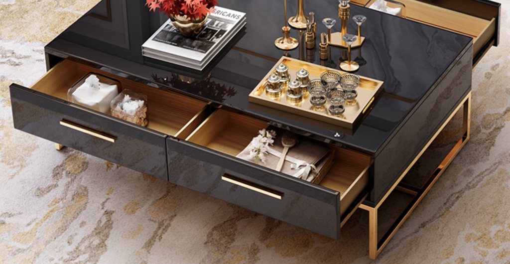 High Gloss Tempered Glass Top TV Unit / Coffee Table/ Buffet