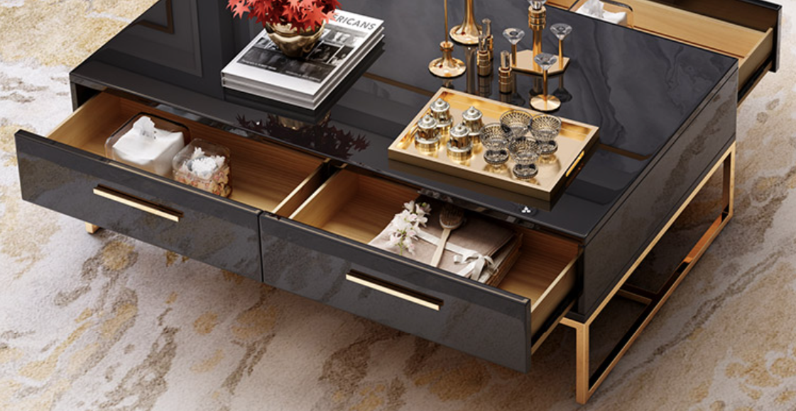 High Gloss Tempered Glass Top TV Unit / Coffee Table/ Buffet