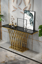 Modern Console Table H050 Marble/ Sintered stone with Gold Flower Stand