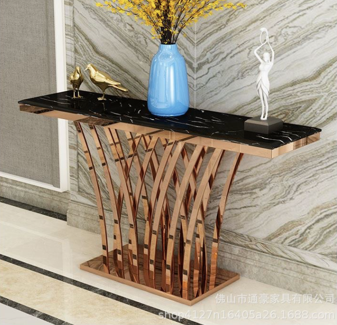 Modern Console/ Hallway Table H050 Marble/ Sintered stone with Gold Flower Stand 1.2m Console