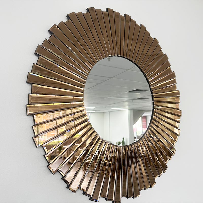 Wall Mirror Brown/ Rose Gold 90cm x 90 cm Round Mirror