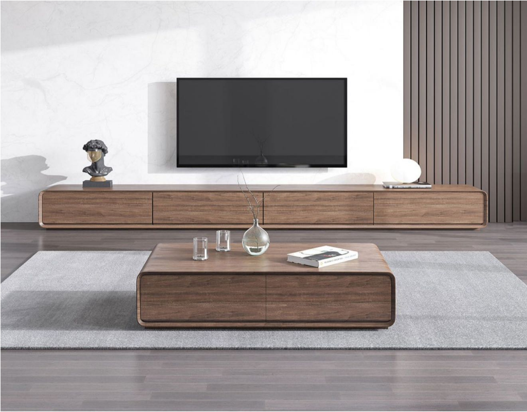 Round Corner TV Unit Or Coffee Table 2m, 2.4m, 3m 240cm Black