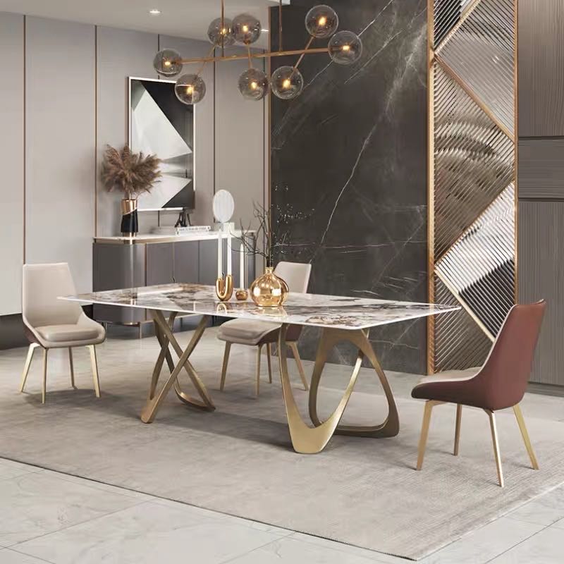 Double Cross Base Dining Table with Marble or Sintered Stone 160cm x 90cm - Dining Table Sydney