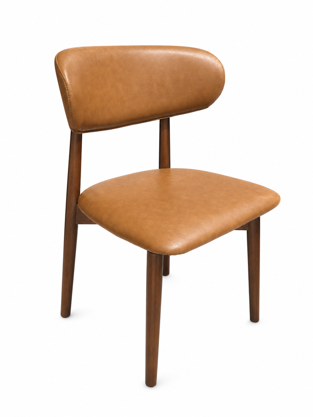 Walnut Colour timber frame with brown oil-waxed Leather Dining Chair