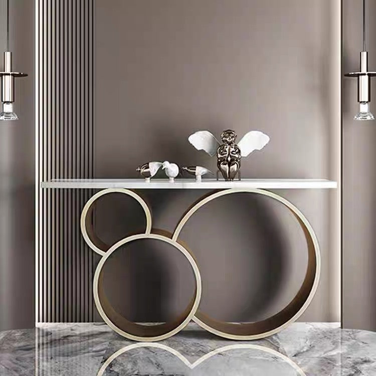 Triple Circles Console/ Hallway Table Marble Top