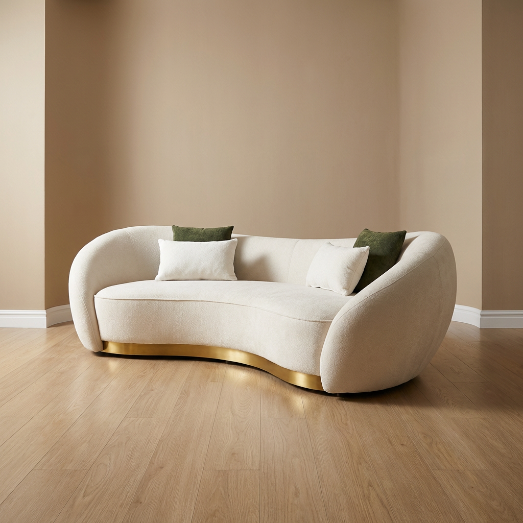 Curved Fabric Lounge with Gold Stand