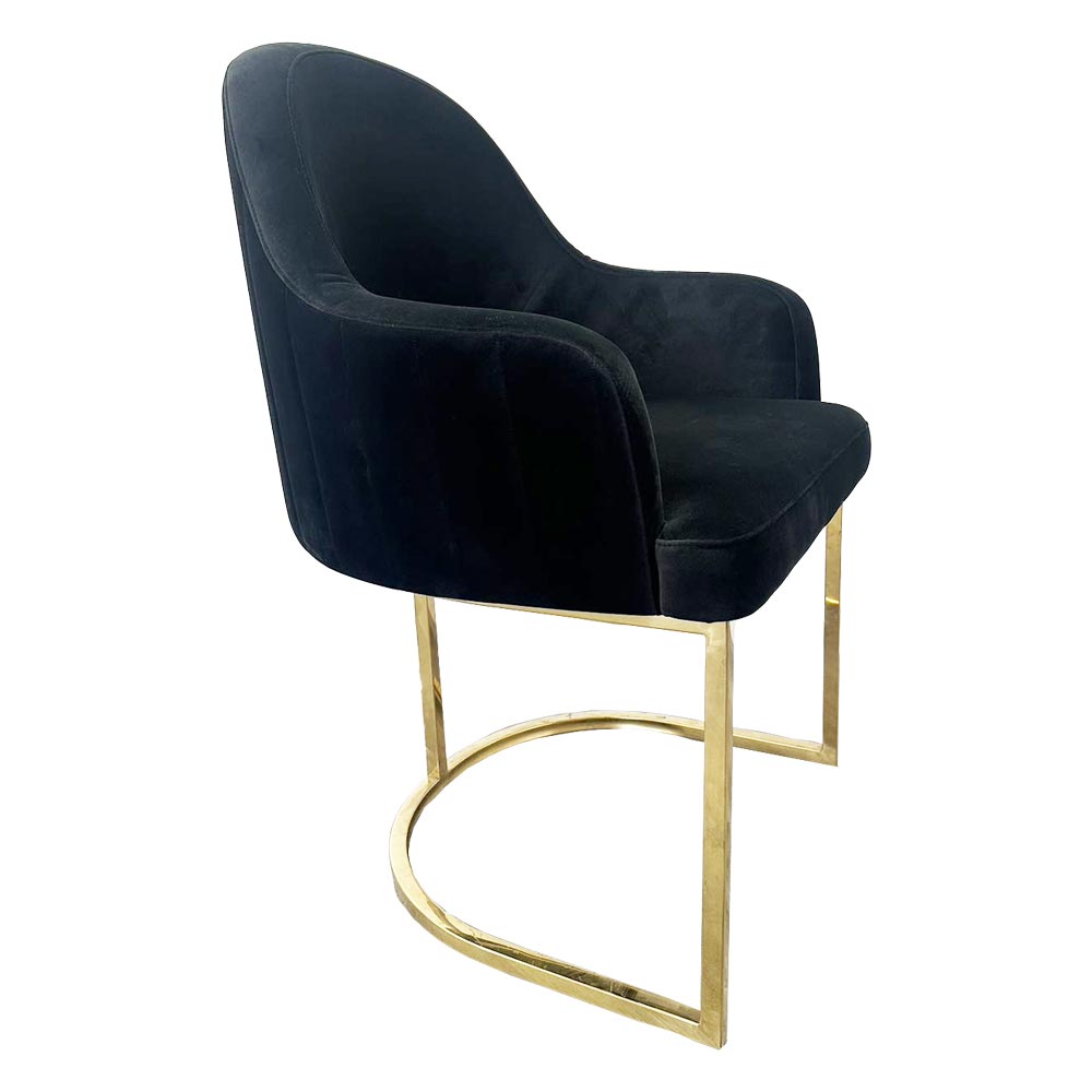 Dark Black Velvet Gold Stand Dining Chair - C205 Custom your materials