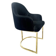 Dark Black Velvet Gold Stand Dining Chair - C205