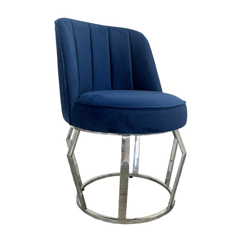 Blue Velvet Silver Polygon Stand Dining Chair - C245 Custom your materials