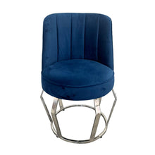 Blue Velvet Silver Polygon Stand Dining Chair - C245