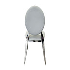 Grey Leatherwith Oval Back Silver Frame Dining Chair