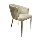Beige Velvet Gold Studs Dining Chair - C441