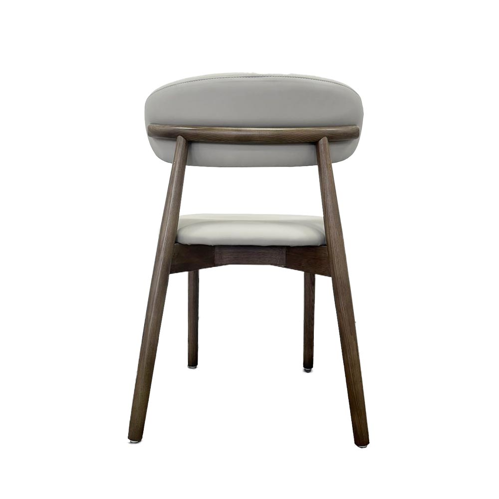 Dark walnut Ash Wood Grey Leather Dining Chair Custom your materials