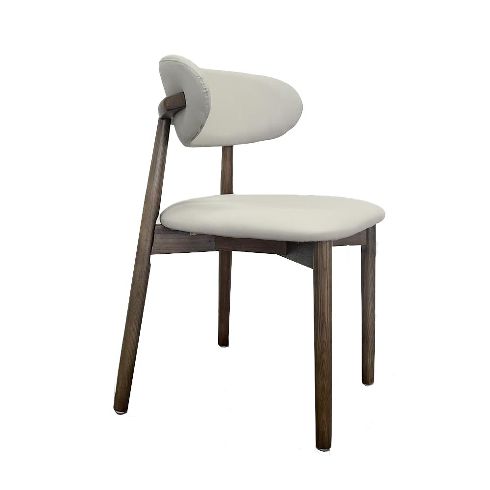 Dark walnut Ash Wood Grey Leather Dining Chair Dark Walnut Grey Leather