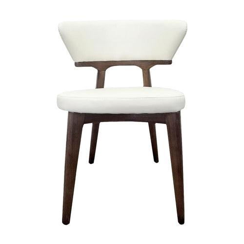 Walnut Ash Wood white Leather Dining Chair