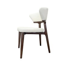 Walnut Ash Wood white Leather Dining Chair