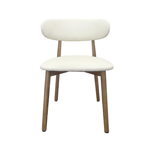 Light Wooden texuture Ash Wood Creamy white Leather Dining Chair