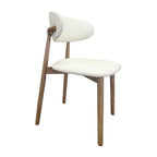 Light Natural Oak Wood Colour timber frame with reamy white Leather Dining Chair Custom your materials
