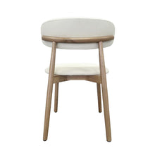 Light Wooden texuture Ash Wood Creamy white Leather Dining Chair