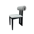 Dark Black Wooden Grey Boucle Dining Chair