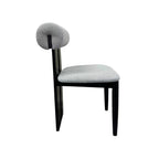 Dark Black Wooden Grey Boucle Dining Chair