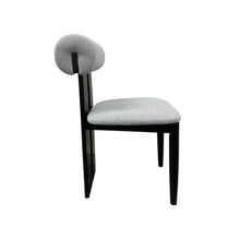 Dark Black Wooden Grey Boucle Dining Chair