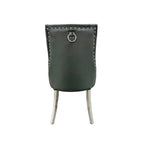 Grey Leather Dining Chair with Shiny Ring