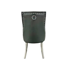 Grey Leather Dining Chair with Shiny Ring