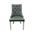 Grey Leather Dining Chair with Shiny Ring